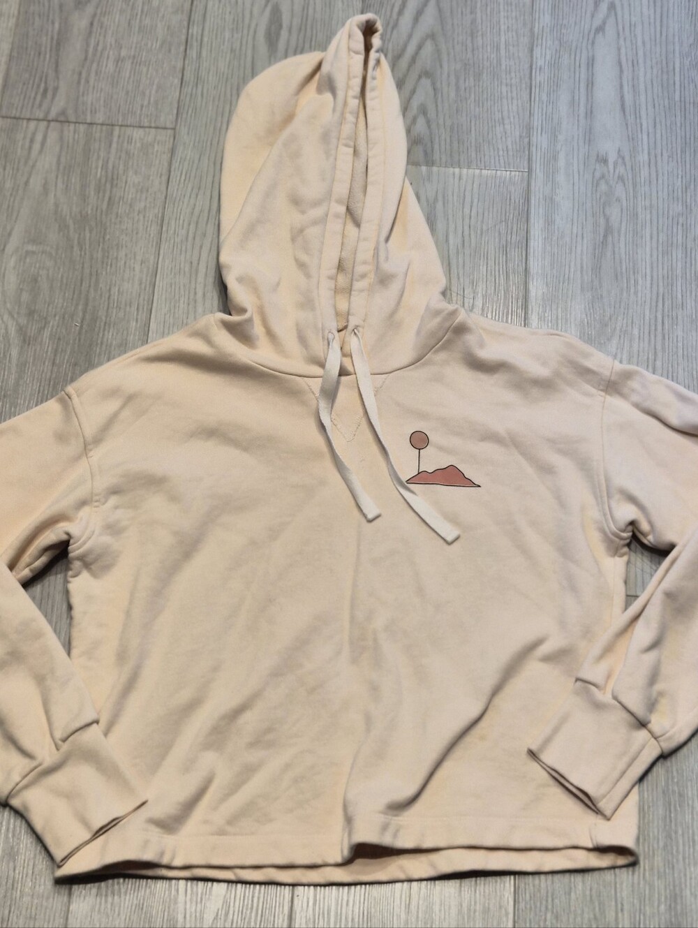 Madewell Cream Cropped Hoodie with Minimal Graphic